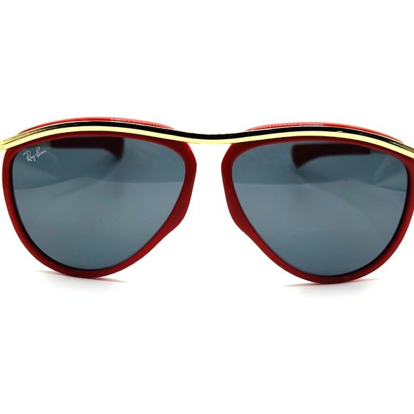 NEW RAY BAN RB 2219 OLYMPIAN AVIATOR 1243/R5 Polished Red-Gold/Blue 59mm - Picture 2 of 10